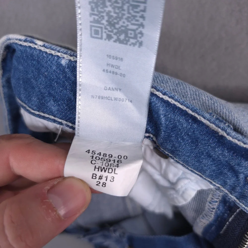 True Religion Danny Tapered Jean Shorts Light Wash Blue 28 Denim Stretch Modern